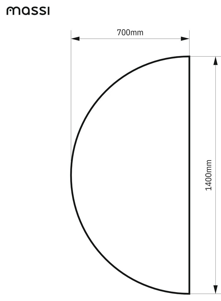 Lustro półokrągłe wiszące bezramowe oszlifowane MOON HALF |Różne rozmiary | Różne kolory szkła : Kolor tafli szkła - Srebrny, Rozmiar - 140 x 70 cm