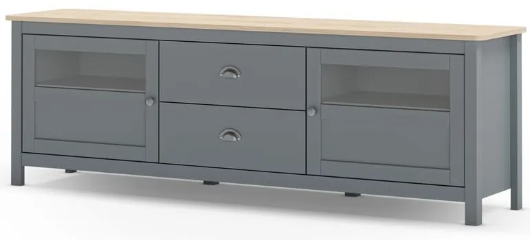 Szarozielona szafka pod TV z litego drewna sosnowego 180x59x40 cm Misti – Marckeric