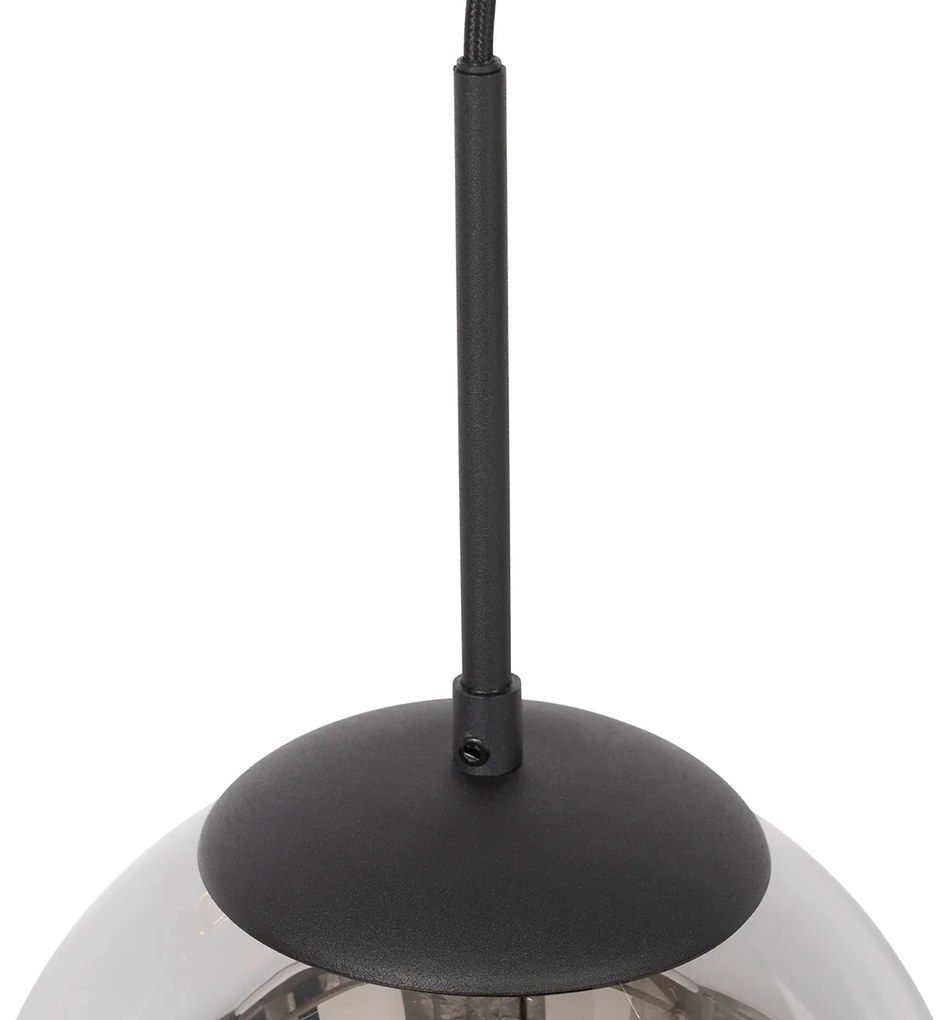 Art Deco hanglamp zwart met smoke glas incl. rail adapter 1-fase - Slimline Flore ArtDeco Oswietlenie wewnetrzne