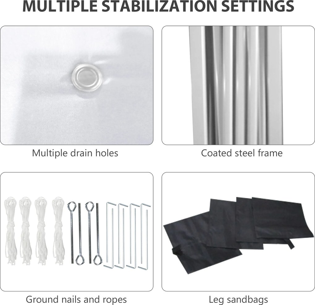 Outsunny Pawilon składany, dwie boczne ściany, torba transportowa, rama stalowa, jasnoszary, 3 x 3 x 2,7 m