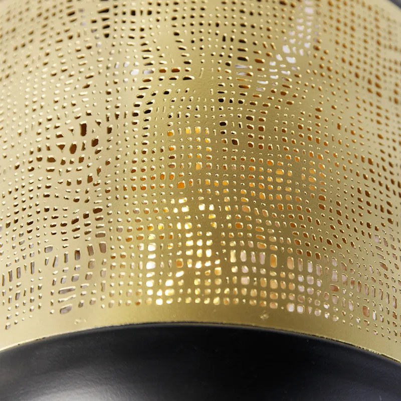 W stylu vintage lampa sufitowa czarna z mosiądzem - KayleighPrzemysłowy Oswietlenie wewnetrzne