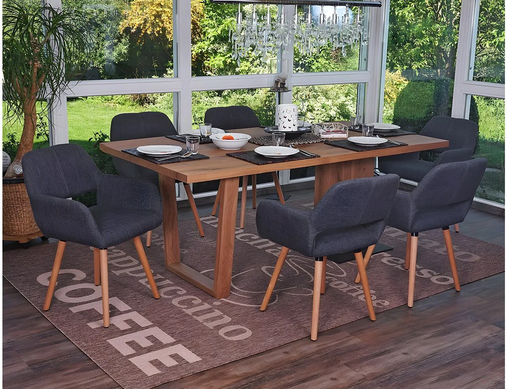 Krzesło do jadalni MCW-A50 II (zestaw 6 sztuk),  tkanina, szary, jasne nogi