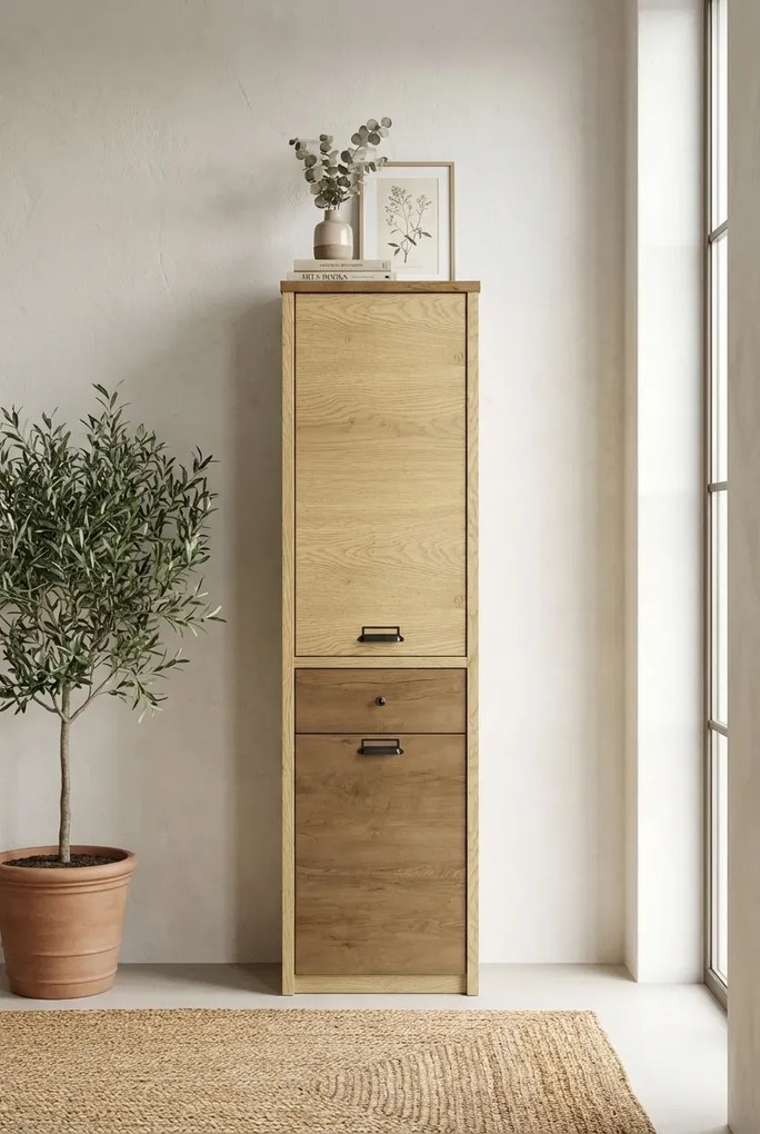 Loftowy regał zamykany dąb cremona + dąb lefkas L5-W01