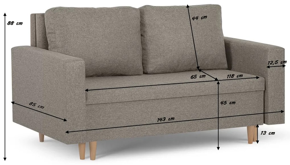 Sofa kanapa 2 os z funkcją spania KEN Granatowy