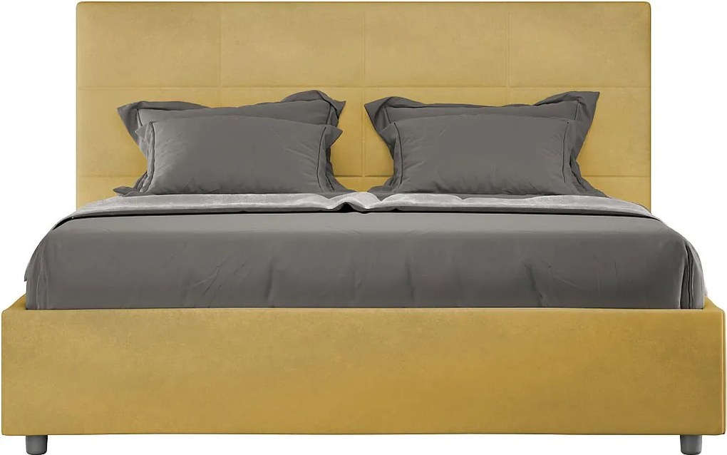 Łóżko bez stelaża tapicerowane 140x210 microfibra okra Mika