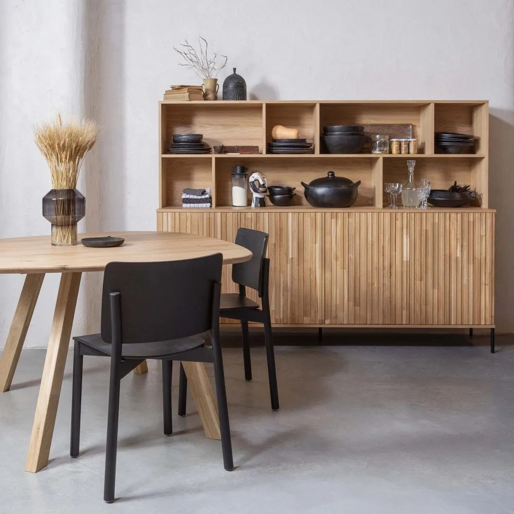 Regał w dekorze dębu w naturalnym kolorze 200x150x44 cm Gravure – WOOOD