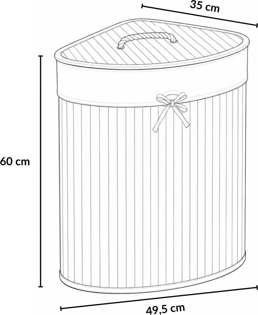 Narożny kosz na pranie ARCO, bambus, 60 l