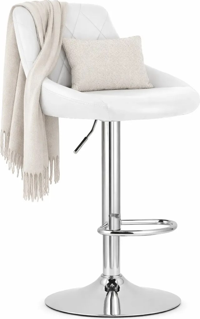 Biały chromowany hoker tapicerowany ekoskórą z oparciem Z6-E22