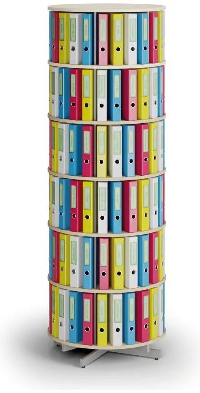 Regał obrotowy na segregatory, 6 półki, brzoza