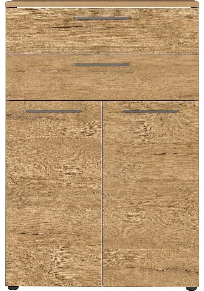 Antracytowa wysoka komoda w dekorze dębu 80x120 cm Agenda – Germania