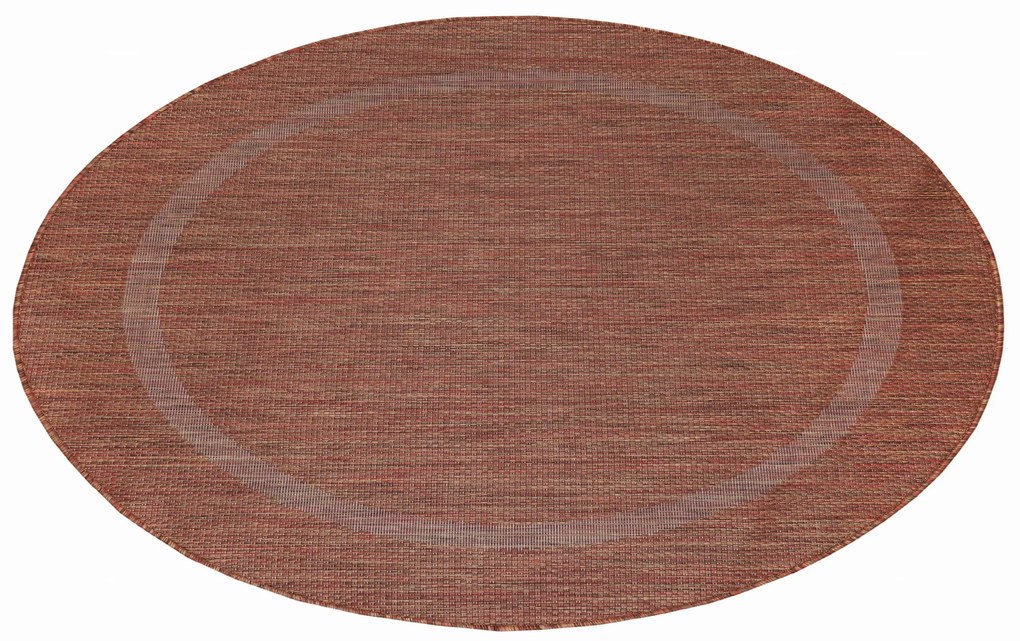 Dywan zewnętrzny Relax ramka ceglany koło 120 cm x 120 cm