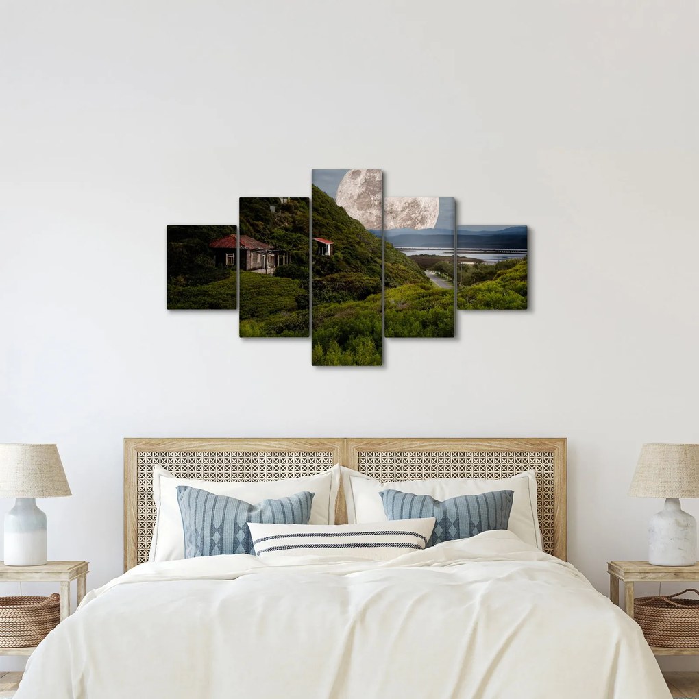 Obraz krajobrazu z księżycem (125x70 cm)