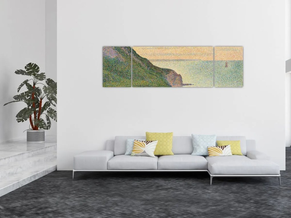 Obraz - Georges Seurat, Seascape at Port-en-Bessin, Normandy, reprodukcje (170x50 cm)