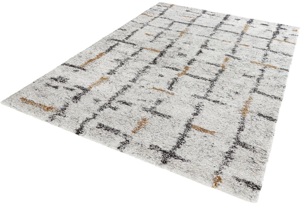 Dywan shaggy Nomadic kratka kremowo-szary 120 cm x 170 cm
