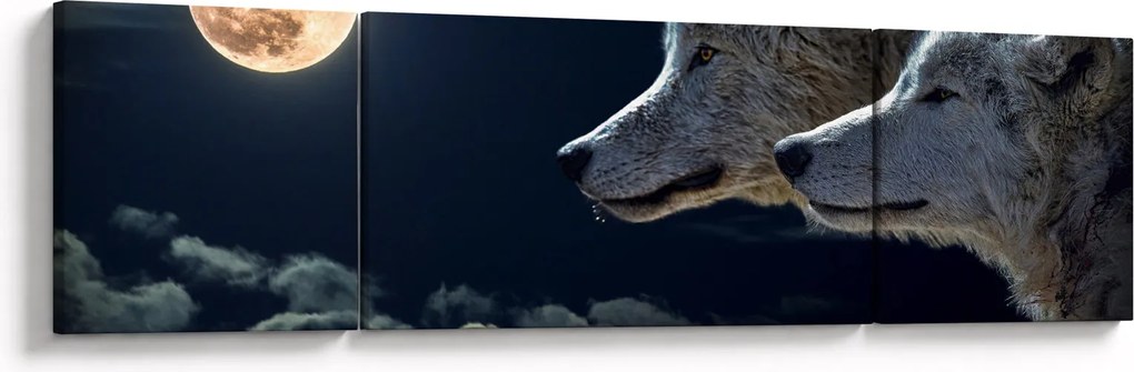 Obraz wilków wyjących do księżyca (170x50 cm)
