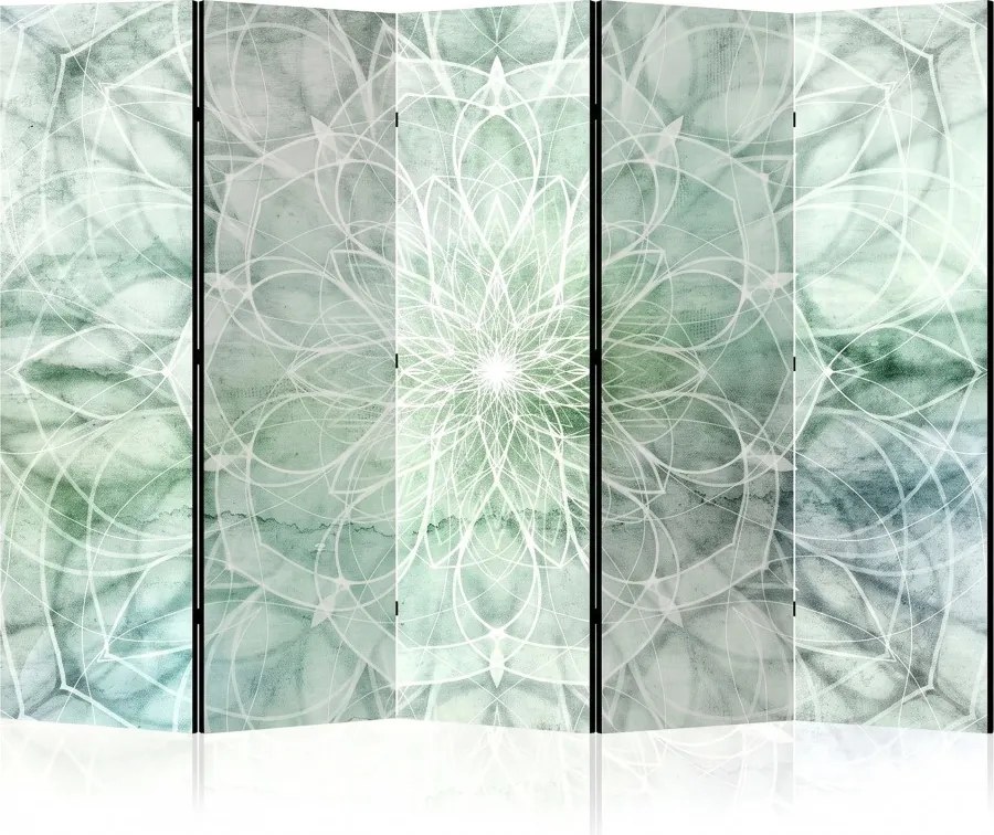 Parawan pokojowy 5-częściowy 225x172 Dwustronny dekoracyjny boho Szary Spokojna Mandala Natury