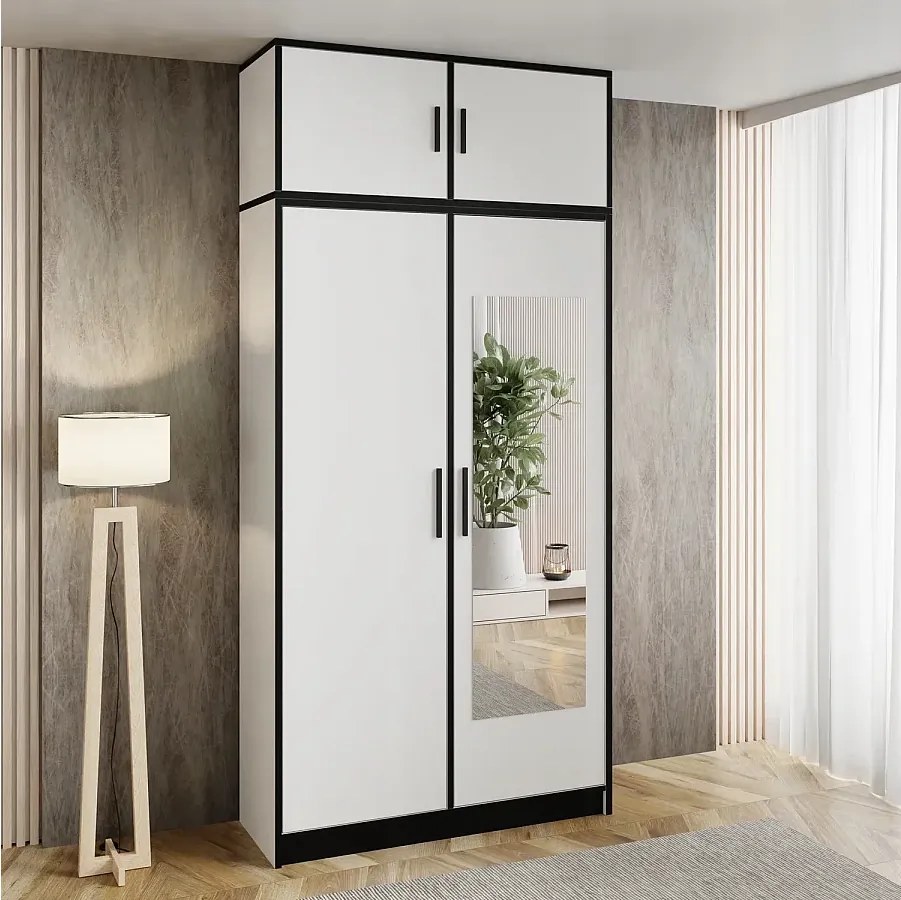 Szafa dwudrzwiowa DIOR 105 biały 2D z nadstawką