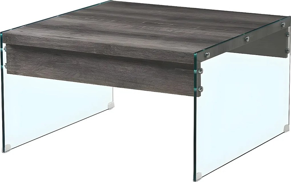 Stolik kawowy - MDF i szkło - szary - KELTON