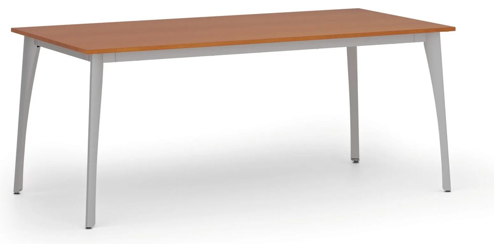 Stół konferencyjny do biura PRIMO OMEGA, 180x90 cm, szara podstawa, czereśnia
