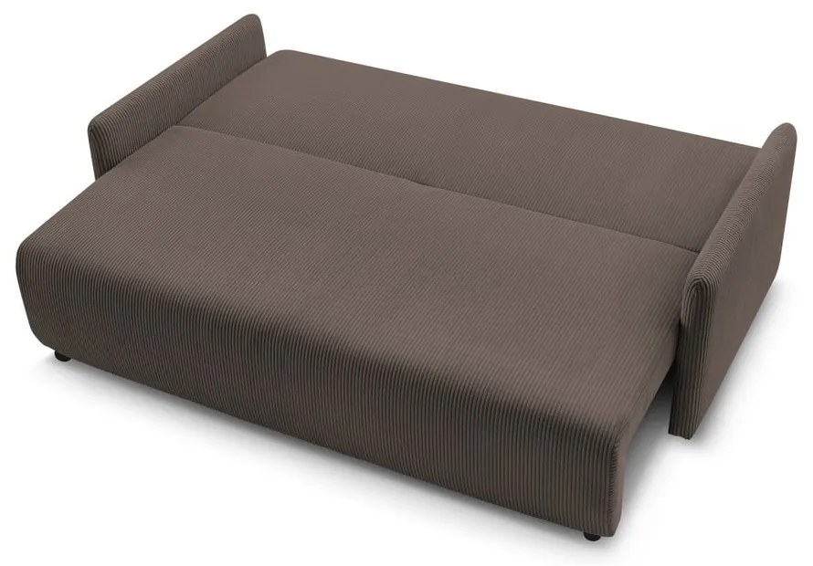 Brązowa sztruksowa rozkładana sofa 211 cm Marcel – Bobochic Paris