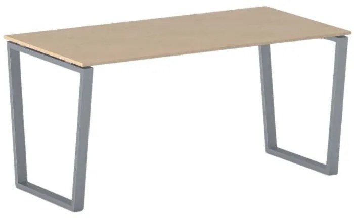 Biurko PRIMO IMPRESS, 160x80 cm, szaro-srebrna podstawa, buk