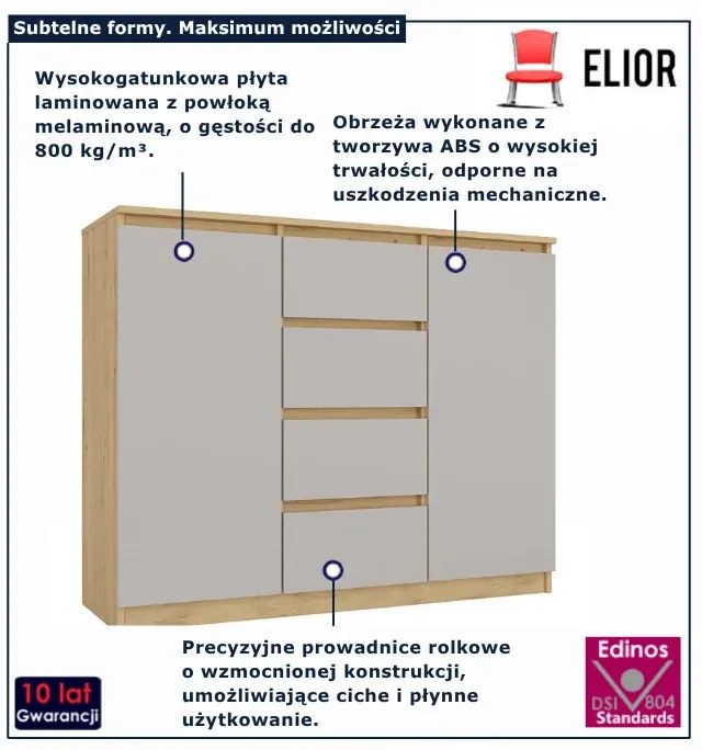Nowoczesna komoda dąb artisan + kaszmir M7-A42