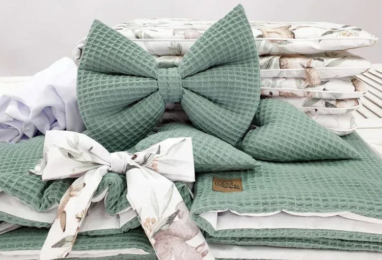 Zielony zestaw łóżeczko kosz dla niemowlaka W8-E29