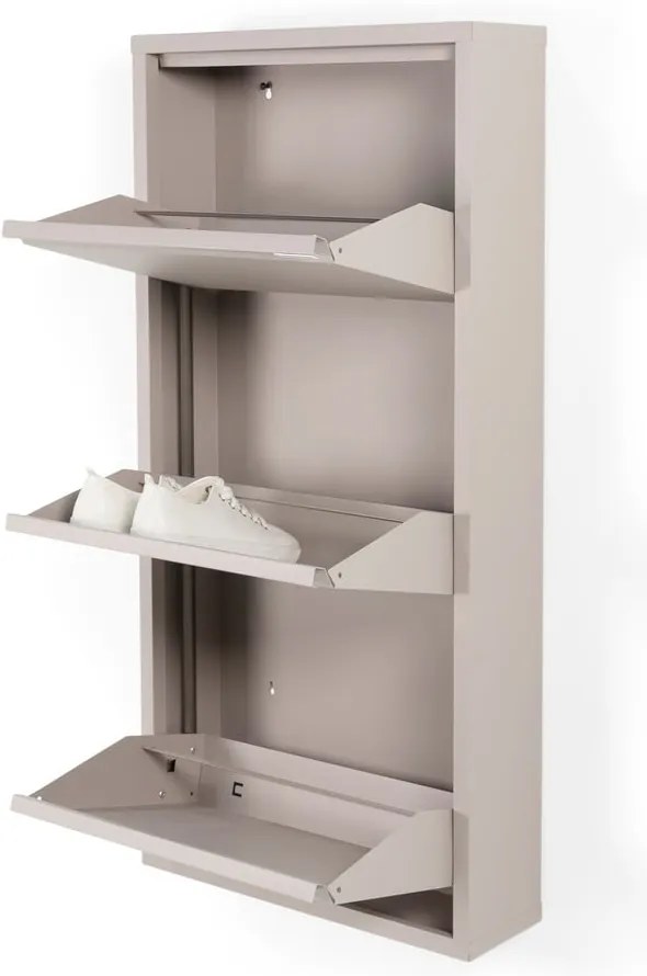 Szarobrązowa metalowa uchylna szafka na buty 50x103x15 cm Billy – Spinder Design
