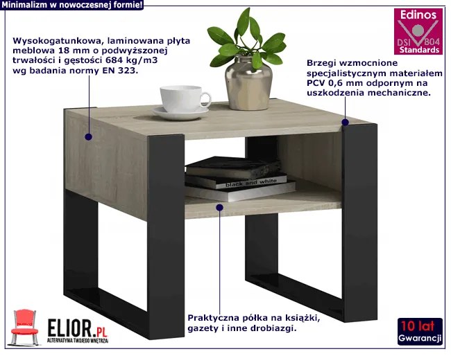 Nowoczesny stolik do salonu - dąb sonoma+czarny T6-G60
