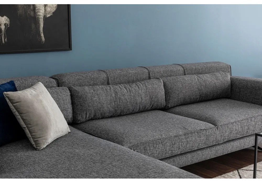 Ciemnoszara sofa narożna Artie Jivago, narożnik lewy