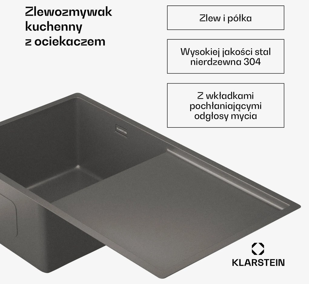 Klarstein TitanSteel zlewozmywak kuchenny z ociekaczem