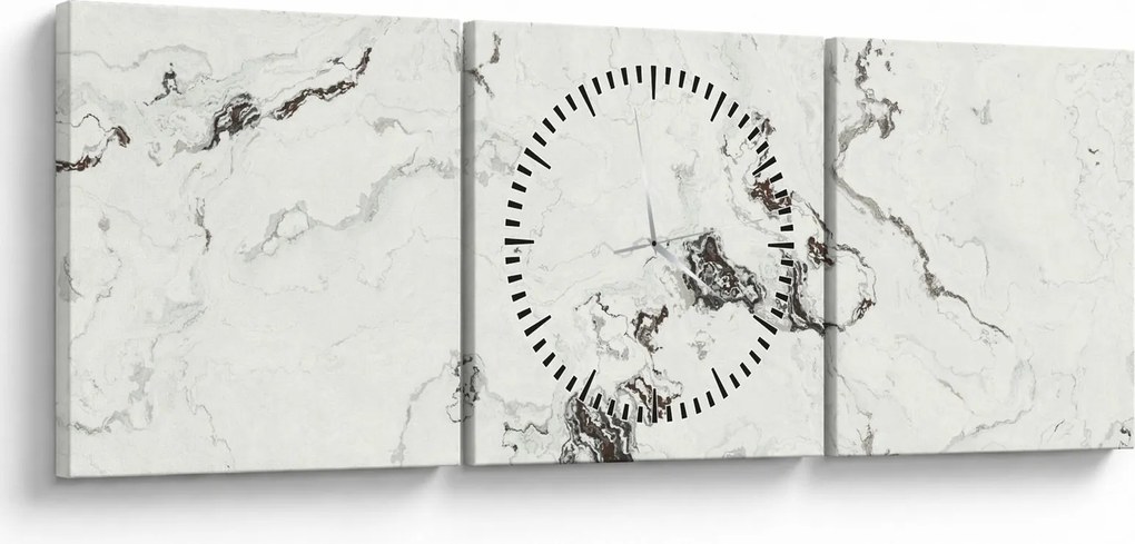 Obraz - Biały marmur (z zegarem) (90x30 cm)