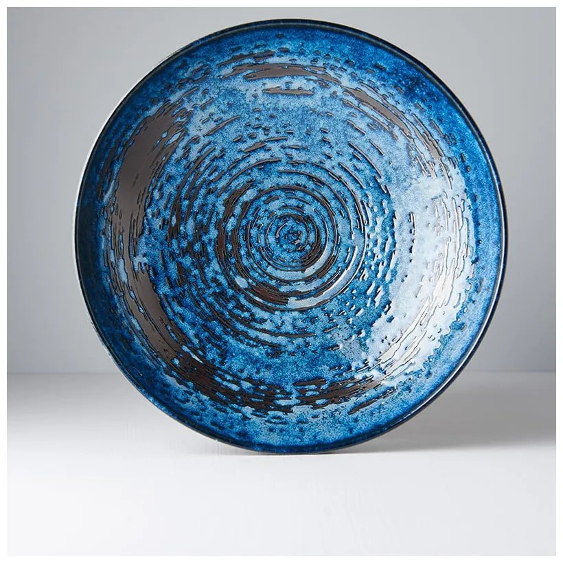 Niebieska ceramiczna miska do serwowania MIJ Copper Swirl, ø 28 cm