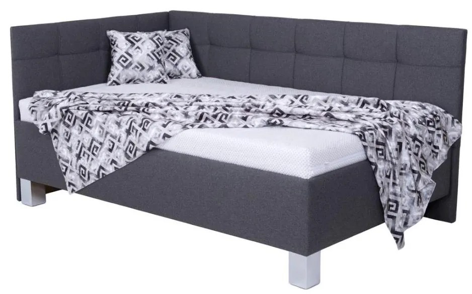 Tapicerowane łóżko z pojemnikiem bez materaca MARIA PETITE 120x200 cm szare