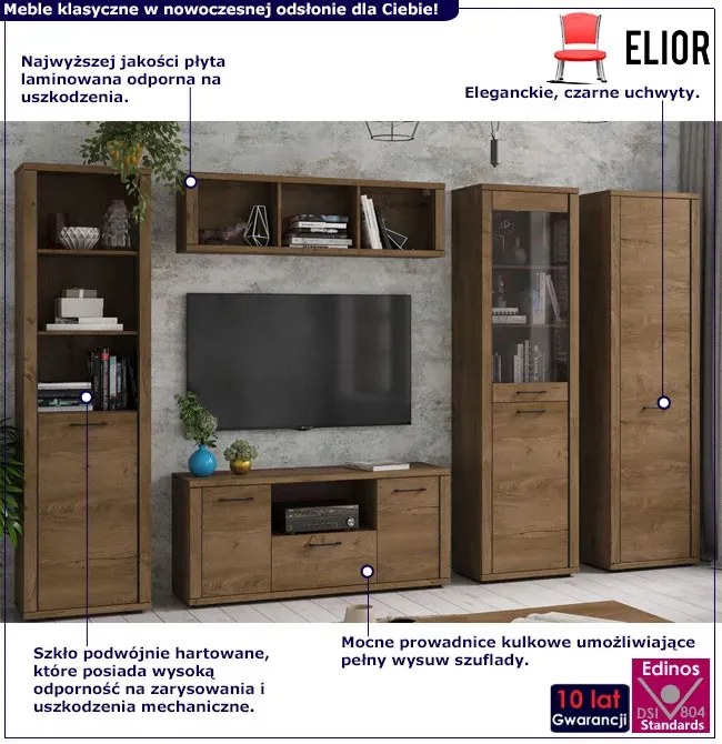 Klasyczny komplet mebli do salonu dąb lefkas - Aiken 13X