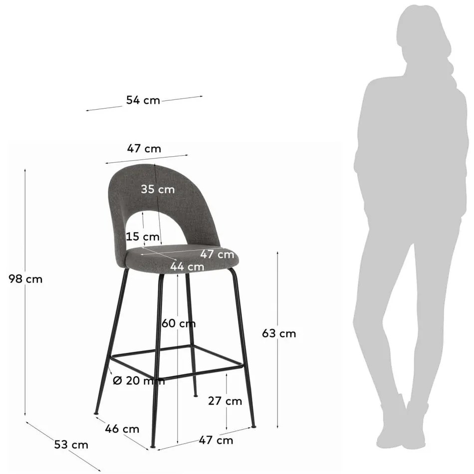 Szare hokery zestaw 4 szt. (wysokość siedziska 63 cm) Mahalia – Kave Home