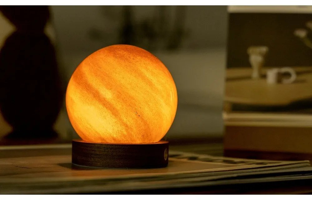 Lampa stołowa LED w ciemnym naturalnym kolorze ze szklanym kloszem (wysokość 9 cm) Sand Storm – Gingko