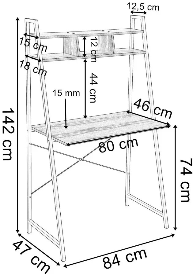 Biurko metalowe z nadstawką modern pine D5-T54