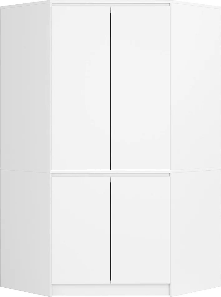 Szafa narożna AKORD S100 Biała 100 cm 4 drzwi fronty kolor Biały mat 6 półek 100x50x180 cm