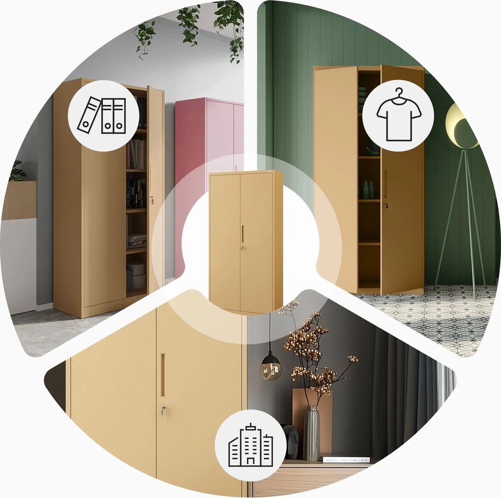 Szafa biurowa na dokumenty z zamkiem beżowa: Fresh Style JAN, 900 x 1850 x 400 mm