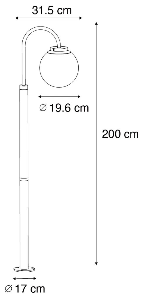 Zewnetrzna Nowoczesna latarnia czarna z przezroczystym szkłem 200 cm IP44 - Sfera Nowoczesny Oswietlenie zewnetrzne