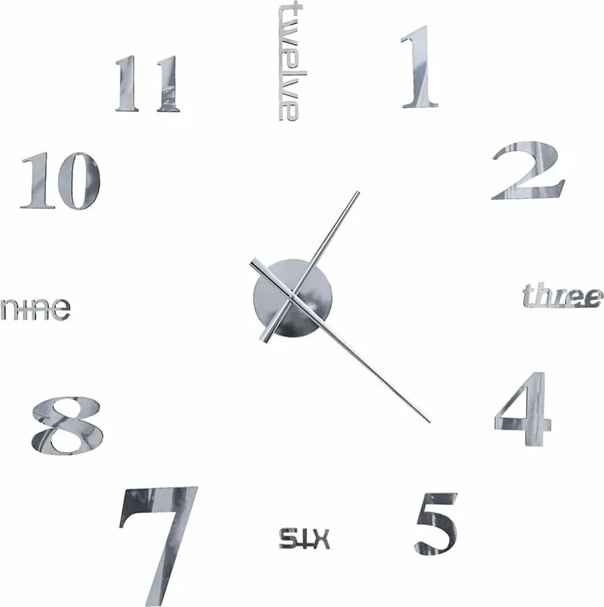 Srebrny zegar ścienny 100 cm R8-A95