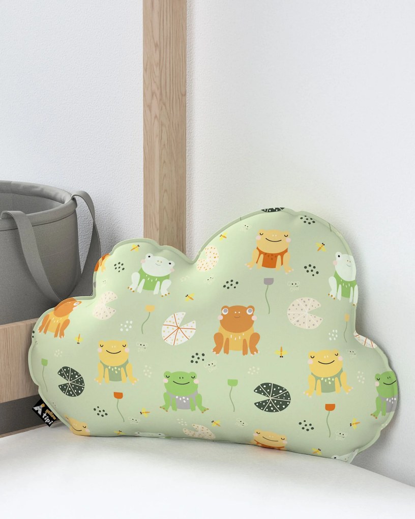 Poduszka Soft Cloud kolor zielony tkanina wzorzysta