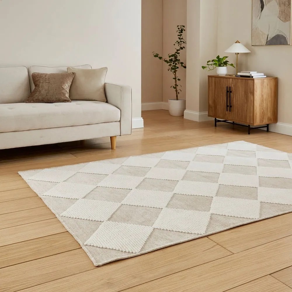 Biało-beżowy dywan odpowiedni do prania 200x290 cm Lyna Beige&amp;White – Think Rugs