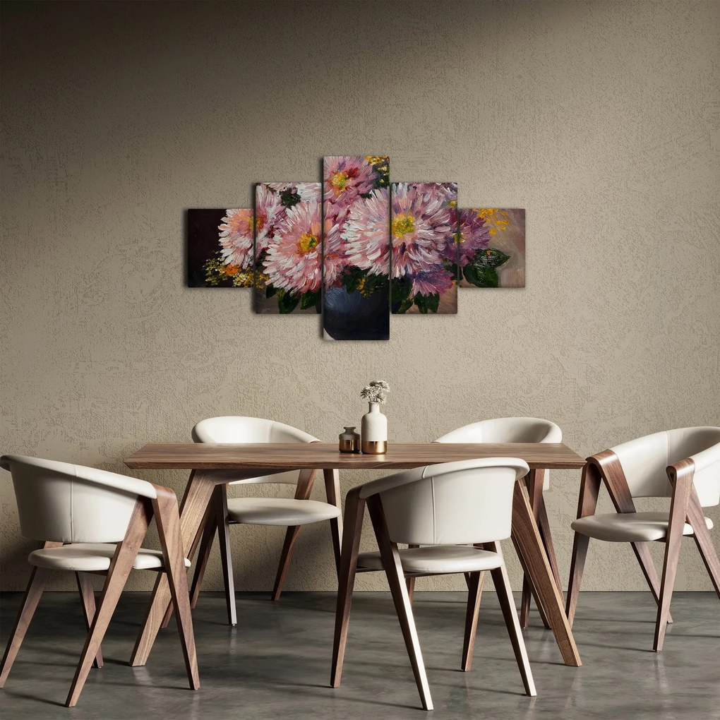 Obraz - Obraz olejny, Kwiaty w wazonie (125x70 cm)