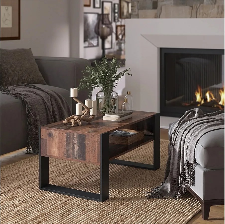 Stolik kawowy drewno antyczne 92x52.4x45.6 olli