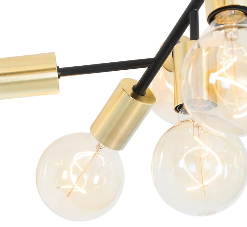Designerska lampa sufitowa czarna ze złotem 12-świateł - JuulDesignerski Oswietlenie wewnetrzne