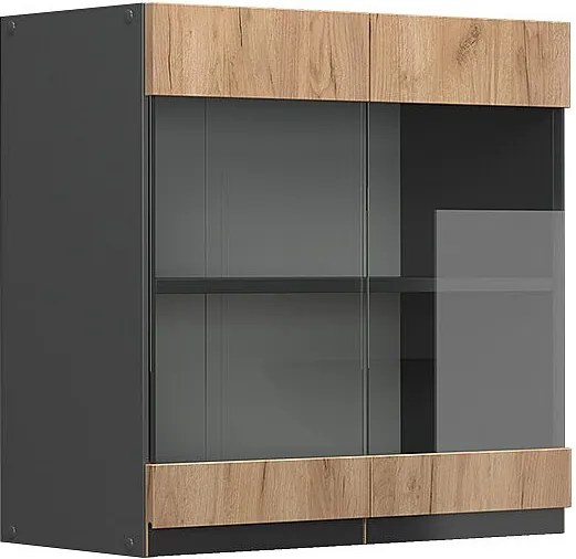 Szklana szafka kuchenna złoty dąb energetyczny 60x31x60 r-line