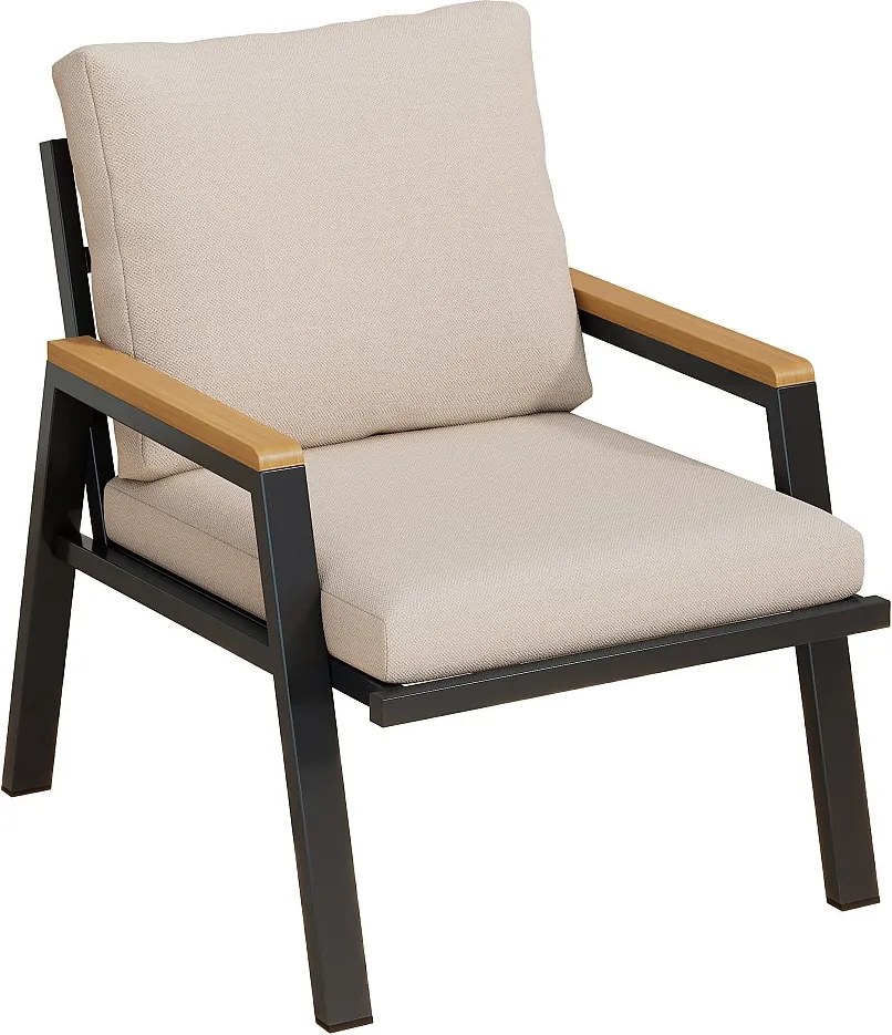 Zestaw mebli ogrodowych - 1 sofa trzyosobowa, 1 sofa dwuosobowa, 2 fotele i 2 stoliki kawowe - Stal ocynkowana - Szaro-beżowy