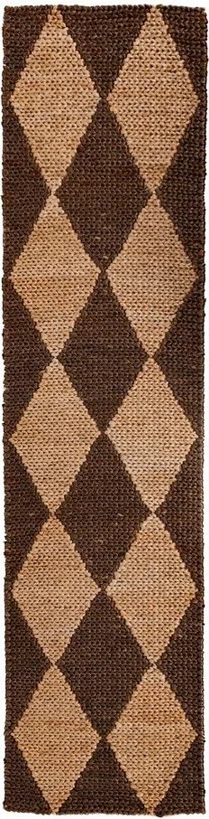 Brązowo-naturalny chodnik z mieszanki juty tkany ręcznie 80x230 cm Effie Diamond – Flair Rugs